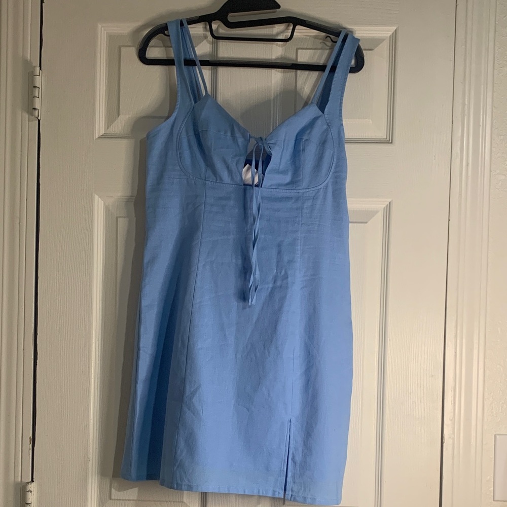 Forever 21 Sky Blue Tie-Front Dress